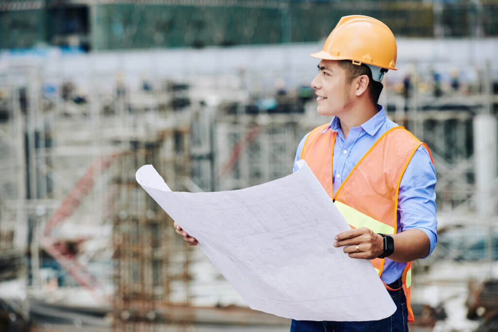 Positive contractor at construction site